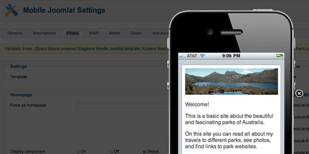 Mobile Joomla iPhone emulator
