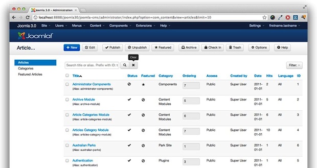 Kyle Ledbetter's suggestion for the Joomla admin interface based on Twitter Bootstrap