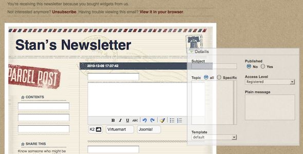 Joomlaworks Newsletter Designer